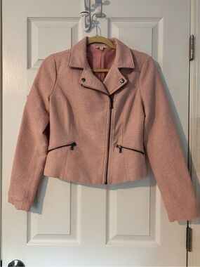 Candie's Textured Blush Pink Moto Blazer